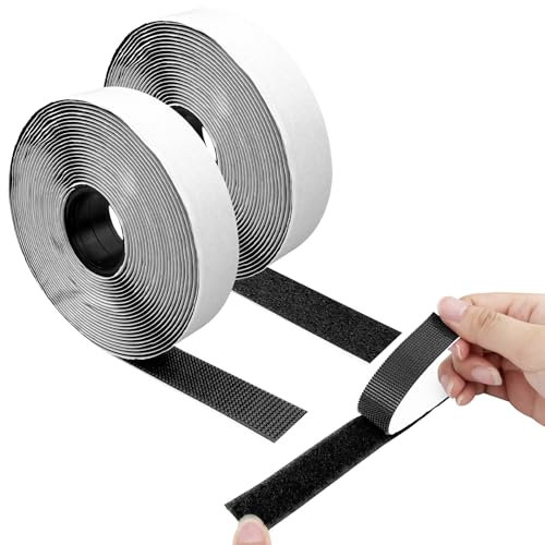 Tryslyn Cinta Doble Cara Extrafuerte, Belcro Adhesiva Fuerte, Cinta Mosquitera Vadhesivo, Tira Adhesiva para Mosquitera, para Automóviles, Marcos de Fotos y Alfombrillas (4 Rollos)