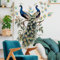 WandSticker4U®- Edeles Wandtattoo PFAU mit goldenen Konturen (102x96 cm) I Wanddeko exotisches Tier Vögel Pfauen groß Aufkleber I Wandsticker Wohnzimmer Schlafzimmer Erwachsene Flur XXL