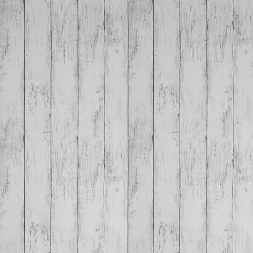 AMIGO Selbstklebende Holzoptik Tapete Grau und Weiß - Abziehbare Vinyl Folie mit Holzplanken Effekt, Mietersicher und Retro Design für Küchenschränke, Türen, Schlafzimmer 44.5x300cm