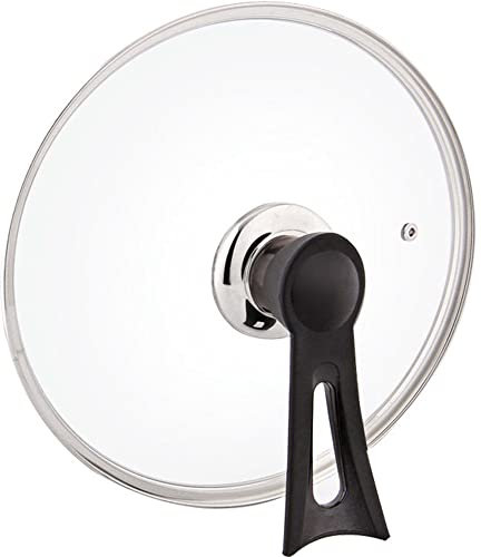 Couvercle Casserole,Couvercle Poele Couvercle en verre trempé de poêle 34cm couvercle en acier inoxydable casserole wok poêle couvercle de couvercle universel wok couvercle couvercle antiadhésive poêl