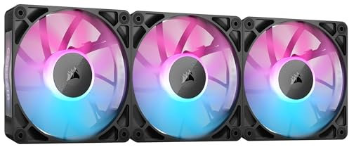 CORSAIR iCUE Link RX120 Ventiladores PWM RGB de 120 mm con iCUE Link System Hub - Rodamiento de Cúpula Magnética - Paquete Triple - Negro (Reacondicionado)