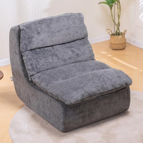 COMHOMA Sofa Couch für Wohnzimmer Futon mit tiefer Sitzfläche Einzelsofa Schaumstoffliege, Keine Montage für Schlafzimmer Apartment, Cordstoff, Grau