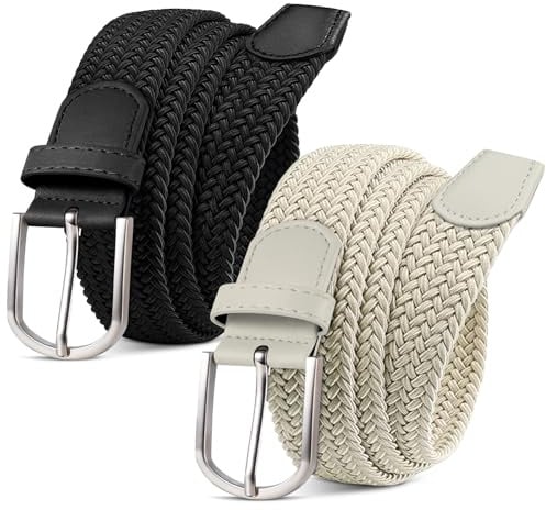 MATLAB Cintura Elastica Intrecciata Unisex – Cintura Regolabile in Tessuto per Uomo e Donna, Casual, Vintage, Stretch, 3,3 cm