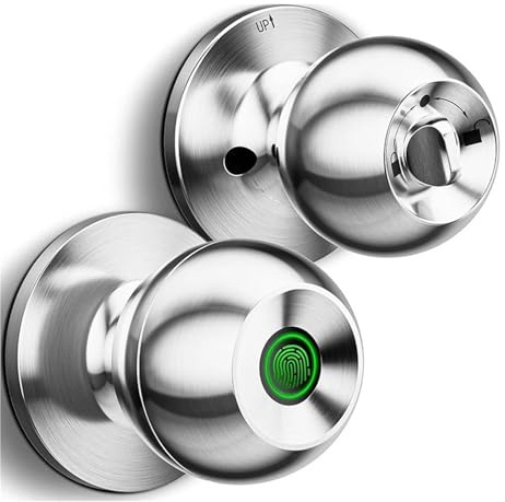 TUANZUN Serratura Smart,Serratura Intelligente Serratura Intelligente for Porta con Impronta Digitale Senza Chiave, sblocco con Impronta Digitale/Chiave(Silver1pcs)