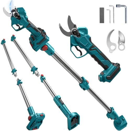 Batteridriven grensax elektrisk trädgårdssax trådlös 65 mm för Makita 18 V borstlös motor elektrisk grensåg batteri sax LCD för beskärning av träd fruktträd (65 mm 2 i 1)