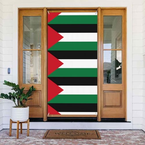 Flag of the State of Palestine Door Cover Decorated Banner.Printed Door Cover Banner, Festive Wall Hanging for Party Decor
