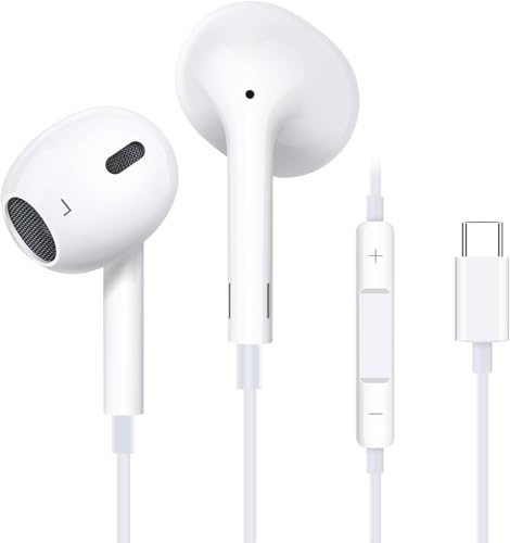 In Ear USB C Headphones Wired Hi-Fi Noise Isolation,With Mic & Volume Control for Type-C Phones,Compatible with iPhone 15/16 Series,Samsung Galaxy S20-S23 Ultra,Note 10/20,Google Pixel