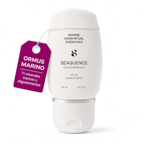SEAQUENCE Marine Hand Ritual Ocean Silk Cream SPF 50 50 ml | Crema de Manos con Ormus Marino, Ocean Trace Minerals, Colágeno Marino, Niacinamida y Ácido Tranexámico | Hidratación y Protección Diaria