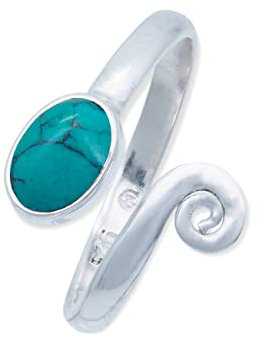 Ring 925 Silber Türkis Edelstein größenverstellbar echt Silber Damen Sterling Silber Geschenk (MRV-064-15)