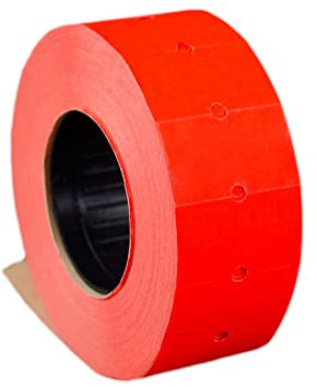 10 Rollen Preisetiketten 21x12RE leucht-rot permanent | 10.000 Etiketten | Preisauszeichner Etiketten | Auszeichner Etiketten | HUTNER