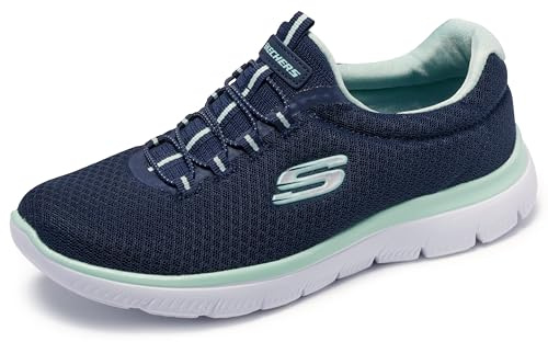 Skechers Women's Summits 12980W Wide Trainers, Navy Mesh/ Aqua Trim, 5.5 UK Wide