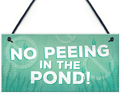 Red Ocean No Peeing Novelty Hanging Plaque Garden Hot Tub Shed Pond Sign Friendship Fishing Gift