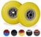 Relaxdays Sackkarrenrad 2er Set, pannensichere 3.00-4 Vollgummireifen, 25 mm Achse, bis 80 kg, 260x85 mm, gelb-grau