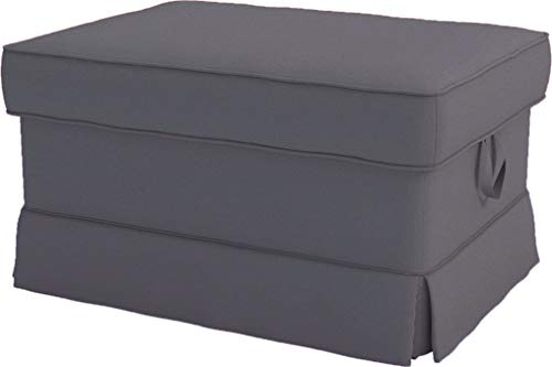 Sofa Covers Custom Made Compatible for IKEA Ektorp 3 Seat Sofa Slipcovers (Polyester Flax Dark Gray, Ektorp Ottoman)