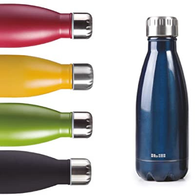 Ibili - Bouteille Isotherme Bleue, 350 ml, Acier Inoxydable 18/10, Double Paroi, Réutilisable