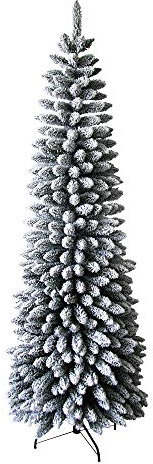 XONE Albero di Natale Slim Dimitri innevato 210cm | Albero Artificiale in PVC con Neve Snello per spazi Piccoli | Abete di Natale Realistico salvaspazio