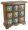 Once A Tree 26cm Ceramic 9 Drawer Almirah Spice Chest Jewellery Trinket Storage Mango Wood