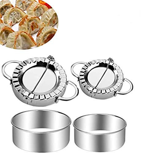 Stainless Steel Dumpling Maker 4 Pcs Small and Large Dumpling Mold Dough Press Cutter Wrapper Pie Crimper Pastry Tools Ravioli Mould.
