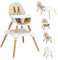 COSTWAY 4-in-1 Babyhochstuhl, Hochstuhl & Essstuhl & Kinderstuhl & Kindersitzgruppe, Kinderhochstuhl höhenverstellbar, Babystuhl, Kombihochstuhl mit Sicherheitsgurt und abnehmbares Tablett (Khaki)
