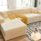 LINGKY Sofabezug Ecksofa L Form Stretch Samt Sofa Überzug Universal Couchbezug Für 1/2/3/4 Sitzer Waschbar Sofa Überwürfe (L Form Ecksofa Erfordert Zwei) - Sofabezug 3 Sitzer, Beige
