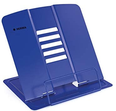 HERMA 19962 Leseständer für Bücher Blau, faltbarer Buchständer aus Metall für Kinder, Buchstütze für Jungen & Mädchen, verstellbarer Kochbuchhalter für Schule, Büro & Küche