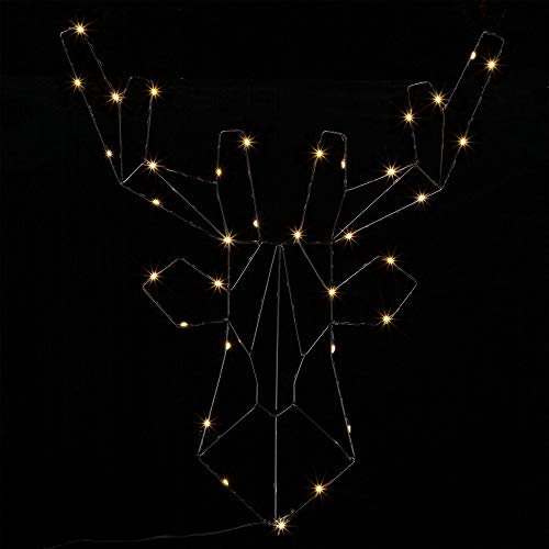 CASARIA® LED Rentier Beleuchtet Innen & Außen Batterie Hängend Timer Hirsch Weihnachten Fensterdeko Deko Weihnachtsbeleuchtung Weihnachtsdeko Fenster