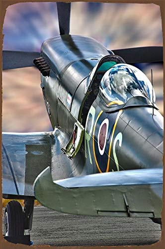 Spitfire Flugzeug, britisch, Raf, ikonischer Vintage-Stil-Metall-Werbung, Blechschild, Metalldekoration, A13, Metallschild, Poster, 20,3 x 30,5 cm