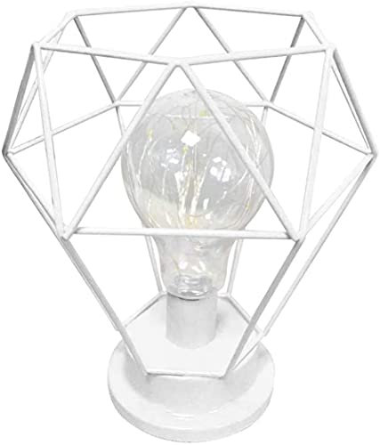Metall Tischlampe,AntEuro Diamant Nachttischlampe Tischlampe Nordische dekorative Metall Night Light batteriebetrieben Schreibtischlampe (Weiß)