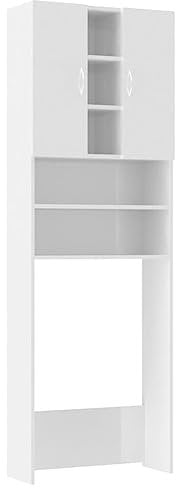 vidaXL Mobile per Lavatrice Bianco Lucido 64x25,5x190 cm