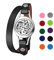OIDEA Damen Armband Leder Aromatherapie: Schwarz Lederarmband aus Edelstahl Sonnenblume Doppel-Lap mit 10 Filz-Pads Armreif Handgelenk Schmuck Geschenk für Frauen Mädchen