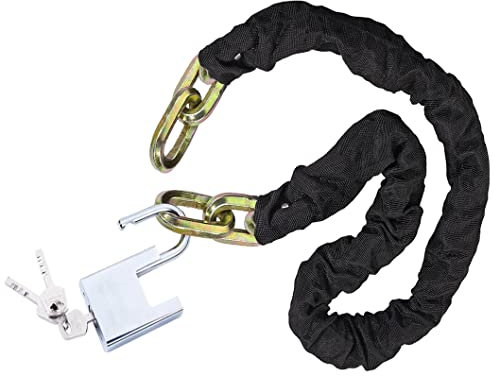 BikeGear 1.8M Chain Lock Anti-Theft for Bikes, Bicycles, Scooters, Motorbikes Door Gate Fence with 3 Keys & Steel Padlock Heavy Duty Weatherproof Multipurpose Security, Black / Silver / Gold