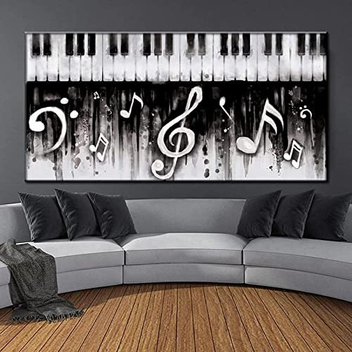 HMXQLW Modernes Wandkunstbild Abstraktes Noir Klavier Musikinstrumente Poster Bilder Musik Klassenzimmer Deko, Leinwand Bilder Poster und Drucke Wandkunst Malerei Rahmenlos (40X80CM)