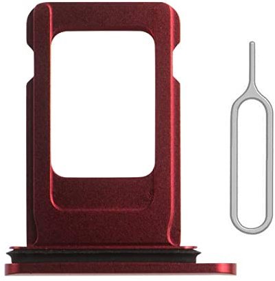Perzework Ranura para bandeja de tarjeta SIM de repuesto para iPhone 11 (rojo) con anillo de goma impermeable y pin de expulsión (versión única Sim)