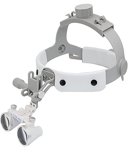MZLaly Lupenbrille Lupenbrille Zahnarzt Kopflupe Verstellbare Brillenlupe Leselupe Dental KopfbandLupen 420 Arbeitsabstand Für Medizinische Dental Chirurgische Medical,White