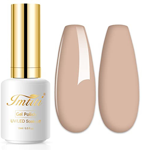 Imtiti Nude Gel Nail Polish, 0.5 Fl Oz Brown Soak Off LED UV Polish for Neutral Skin Tones, DIY Nail Art Starter Manicure Salon Kit for Women Girls
