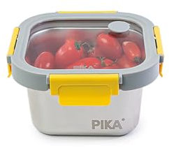 PIKA - Boite alimentaire 600ml en inox et couvercle en verre trempé – Hermétique et légère – Compatible micro-ondes, four, congélateur – MetalShock