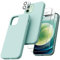 ORNARTO Compatible with iPhone 12 Case, iPhone 12 Pro Case, with 2 x Screen Protector + 2 x Camera Lens Protector, Slim Liquid Silicone 3 Layers Full Covered Soft Gel Rubber Case Cover-Mint Green