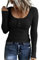 SMENG Sweatshirts for Women UK Button Down Slim Fit Scoop Neck Sweat Shirts Ladies UK Plain Halloween Womens Shirts Long Sleeve Black Size 6-8 S