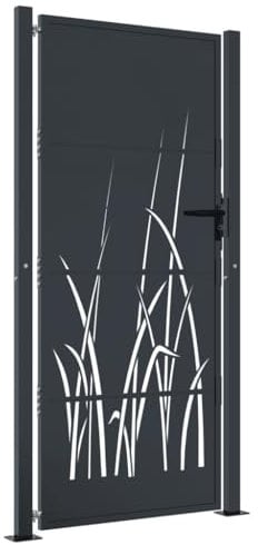 vidaXL Gartentor, Gartentür mit Gras-Design, Abschließbar Hoftor Eingangstor für Garten Terrasse, Tor Zauntor Gartenpforte, Anthrazit 105x180 cm Stahl
