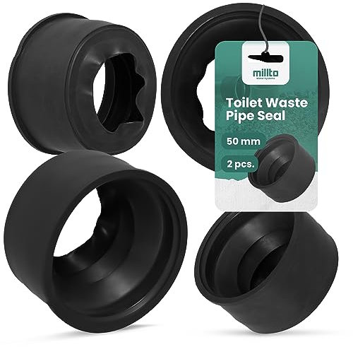 2x Millto™ Abflussrohrdichtung 50mm Gummi Dichtung Adapter Gummiring Manschette WC-Rohrdichtung Flexiblem-Unterlegscheibe PVC-Rohr PP Entwässerungssysteme Kanalisation