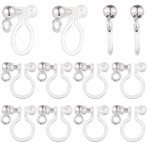 SUNNYCLUE 1 Box 40 Stück Clip On Ohrring Konverter Clip On Ohrring Zubehör Hypoallergen Nicht Durchbohrte Ohrringe Schmerzlos Transparent U Typ Ohrring Clips Für Schmuckherstellung Zubehör DIY Handwe