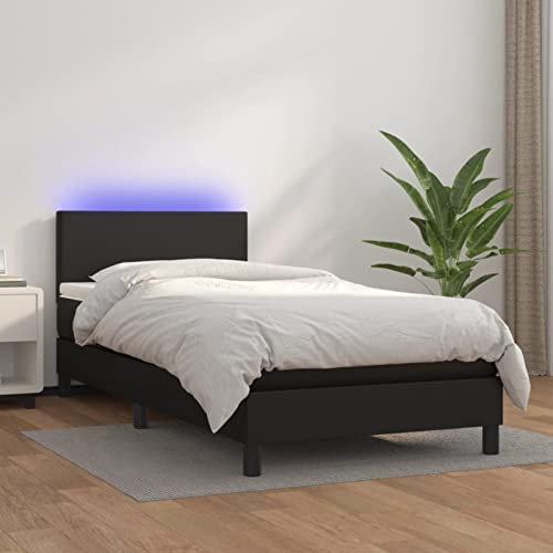 LAPOOH Boxspringbett mit Matratze Bettgestell, Betten, Schlafbett, Jugendbett, Bed Frame, Betten Für Teenager, Schlafzimmer Bett, Schwarz 80x200 cm Kunstleder