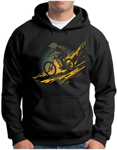 OM3® Mountain Bike Hoodie - Herren - MTB Fahrrad Downhill Cross Country - Kapuzen-Pullover Schwarz, L