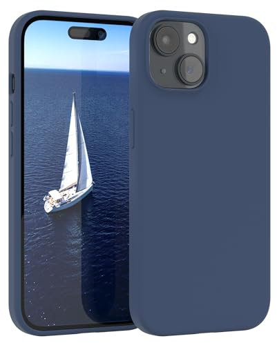 EAZY CASE Premium Silikon Handyhülle kompatibel mit iPhone 15 Slimcover mit Kameraschutz und Innenfutter, Silikonhülle, Schutzhülle, Bumper, Handy Case, Hülle, Softcase, Dunkelblau