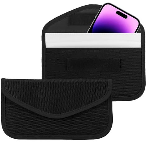 ONEVER Tasche mit Signalblockierungsfunktion, 2 Stück Abschirmung von GPS und RFID, Faraday-Tasche, Hülle für Handy, Autoschlüssel, Schlüsselanhänger Daten- und Persönlichkeitsschutz-8.15 * 4.7 Zoll