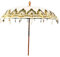 EME Sombrilla Balinesa Decorados Dorados de 200cm fabricada a mano en madera tropical, férulas de bambú y algodón. Sombrilla de terraza ideal para Restaurantes, Bares y Eventos.