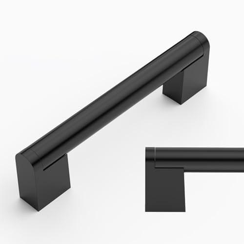 Amerdeco 10 Pack Matte Black Cabinet Pulls 3.75 Inch 96mm | Smooth Feel, Vintage-Inspired Design, Screws Included, Kitchen Cabinet Hardware, for Cupboards, Drawers and Dressers