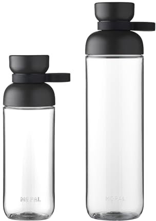 Mepal Trinkflaschen Vita - Wasserflaschen Duo Pack - Flaschen für Uni, Arbeit, Fitness, Outdoor, Job - Stoßfest, Auslaufsicher - BPA-frei & Spülmaschinenfest - 500 & 900 ml - Nordic Black