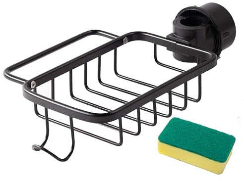Organizador Fregadero Cocina, Porta Esponja Cocina, Soporte Estropajo Fregadero, Organizador de Esponja de Fregadero de Cocina Aluminio con Ganchos para Esponja Estropajos y Bayetas