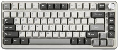 YUNZII B75 Pro Clavier Mécanique sans Fil, 75% Game Keyboard Spacer Hot Plug Clavier Personnalisé avec Boutons, Interrupteur Pré-lubrifié RGB, Clavier BT/Type-C/2.4G Crème(Cocoa Cream V2 Switch,Gray)